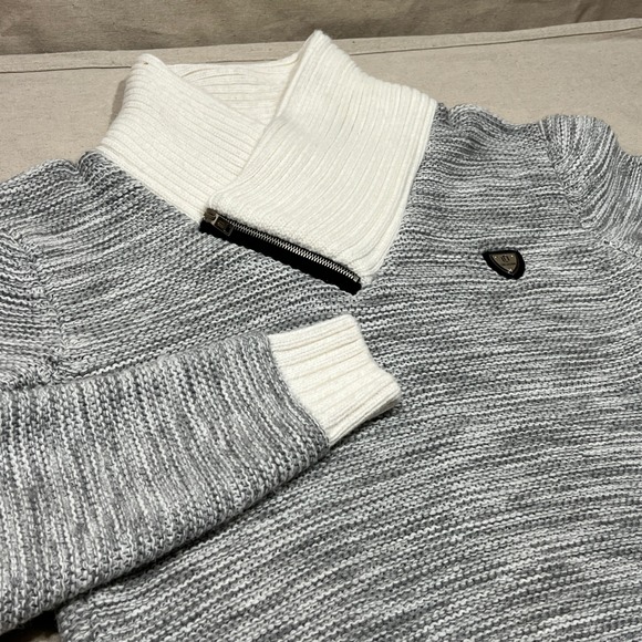 Leif Nelson Other - LEIF NELSON Men's Gray White Marl Knit Sweater Zipper Collar Size XXL